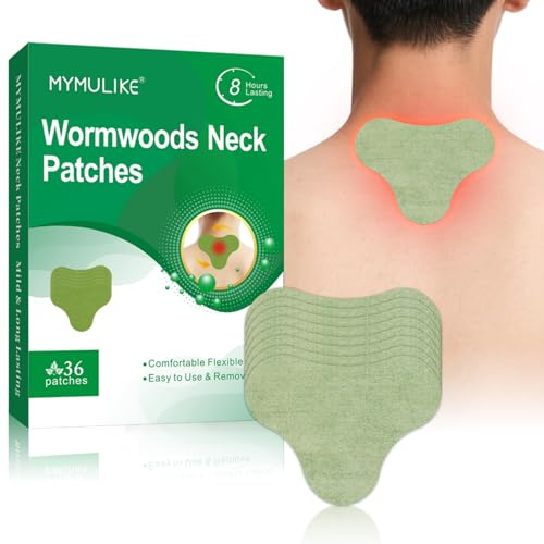 MYMULIKE 36 Stück Pain Relief Patch Schulter, Schulterpflaster gegen Schmerzen, Wormwoods Wärmepflaster Nacken, 8 Stunden Wirkung, Flexibler Stoff, Einfach anzuwenden
