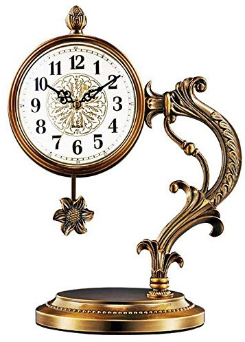 NSTVVEE Horloge de cheminée à Pendule plaquée cuivre pour Salon, Grand Bureau d'étude, Horloge de Bureau à Piles