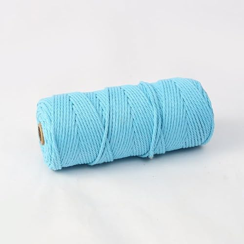 JinweiS Macrame Cord 2mm x 110yards Natural Macrame Cotton Rope Colored Macrame Rope Soft Cotton Cord Macrame Supplies Craft Rope Macrame Yarn for Plant Hanger Wall Hanger ，Light Blue