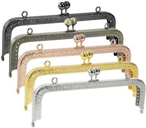 Songella Marco de Metal Bolso Cierre Boquillas para Monederos Cuadradas 20cm Cierres para Bolsos Vintage Bolsa para Bricolaje Artesanía Monedero 5 Piezas