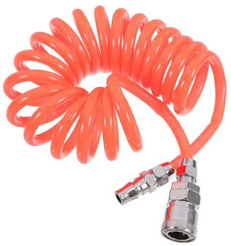 EXHUMKY Manguera de Aire Enrollada de Pu de 3 Metros Resorte Helicoidal y Conectores para Compresor de Aire, Manguera Flexible de Alta Presión Antipellizco para Herramientas Neumáticas