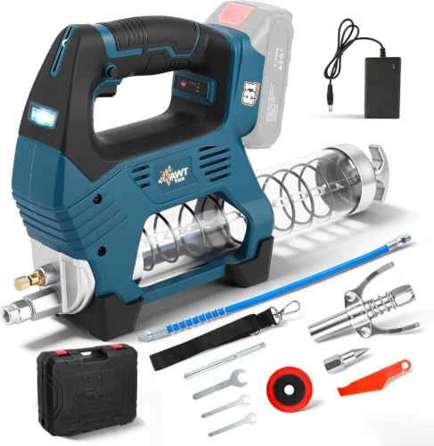 Nastopee Presse à graisse sans fil compatible avec Makita - Moteur sans balais 12000 PSI - Pulvérisateur à graisse électrique à 3 vitesses - Pistolet à graisse électrique avec plaque d'aspiration pour
