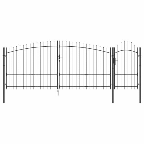 Garden Gate with Lock Grey 150 x 400 cm, Durable Steel Frame, Powder-Coated Finish, Secure Deadbolt for Outdoor Garden Fence
