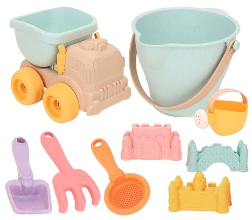 9-teiliges Strandspielzeug-Set für Kleinkinder Strandspielzeug-Set aus Kunststoff mit Eimer,Sandförmchen,und Schaufel Reise Sand Spielzeug ab 1 Jahr für draußen ehrreicher Sand für lustige Sommerzeit