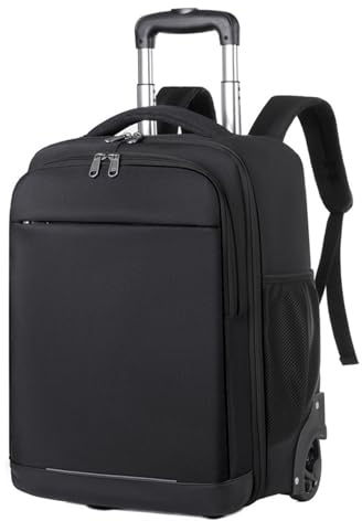 Laptop Trolley Rucksack Business Rolling 15,6 Zoll Laptop Rucksack mit Rädern Handgepäck Groß Rucksack Laptoptasche Rollkoffer für Herren Damen Wasserdichte Aktenkoffer für Reisen/Männer (Schwarz)