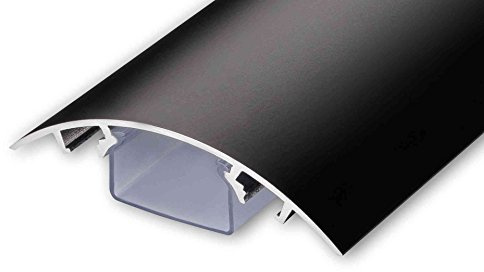 TV Design Aluminium Kabelkanal in schwarz stumpfmatt RAL9005 lackiert in verschiedenen Längen von ALUNOVO (Länge: 120cm)