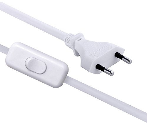 Electraline 70526 Cablaggio con Interruttore e Spina, Lunghezza 1,5 m, Bianco