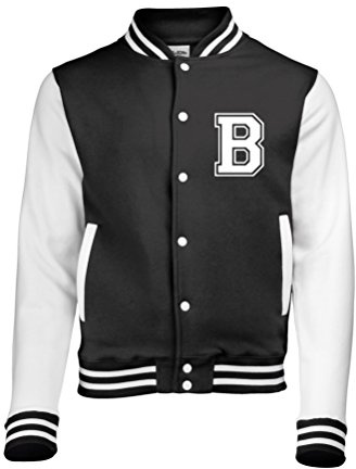 Veste universitaire personnalisée pour enfant avec initiale sur le devant uniquement. - Noir - 12-13 ans