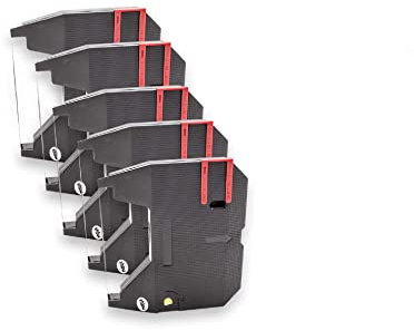 vhbw 5x Farbband Schriftband kompatibel mit Brother AX33, AX35, AX45, AX450, AX350, AX410, AX550, EM30 Nadeldrucker, Bondrucker - Schwarz