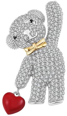 Holibanna Cute Bear Shape Brooch Pin Rhinestone Decorative Lapel Pin for Women Ideal for Bags Clothes Hats and Scarves Unique Gift for Valentines and Weddings