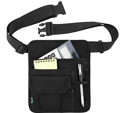 Beautyflier Sac de taille de serveur de restaurant de qualité supérieure avec ceinture réglable et porte-chèques, noir, 21 x 25,4 cm
