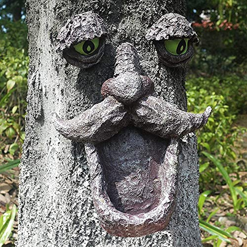 AGDLLYD Garden Tree Faces,Old Man Tree Face Garden Tree Ornaments Outdoor Whimsical Tree Decorations Tree Face Birdfeeder Tree Trunk Decor - Suitable to Hang Indoors or Outdoors