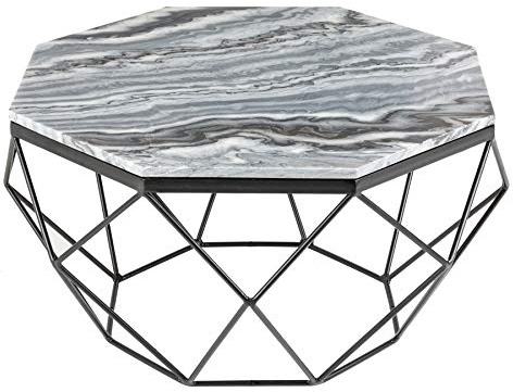 Couchtisch DIAMOND 70cm - schwarz grau - Marmor - handgefertigt | hochwertig, stabile Konstruktion, Design-Highlight, Unikat, Eisengestell