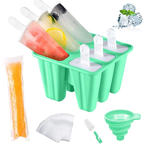 AmzKoi Stampi Ghiaccioli, Silicone Stampi per Gelato senza BPA, Formine Ghiaccioli Riutilizzabili, Ghiaccioli Stampo, Stampi Gelato Stecco, Stampo Ghiaccioli per Bambini Adulti (Verde)