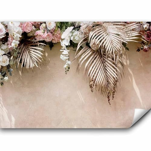 murando - Vlies Fototapete Blumen 400x280cm Foto Tapete Schlafzimmer Wohnzimmer Vliestapete XXL Motivtapeten Bildtapete 3d Effekt Wand Dekoration - Rosen Palmenblätter Natur bunt b-C-1020-a-a