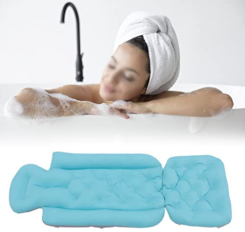 Badekissen, Badewannenkissen, Unterstützung für Rücken, Nacken und Kopf,Luxus Badewanne Nackenkissen, Badewanne Kissen mit 10 Saugnäpfen(113 X 40cm) (blau)