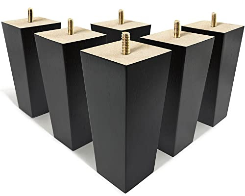 AORYVIC 6 inch Furniture Legs Black Couch Legs Set of 6 Ottoman Replacement Sofa Legs for Sectional, Dresser, Recliner, Nightstand