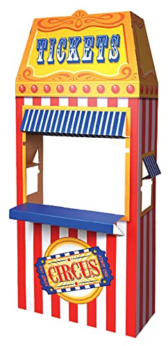 Beistle 6' 0.75 x 35.25 Corrugated Cardboard Three Dimensional Circus Photo Booth Prop, Carnival Themed Party Decorations, Red/White/Blue/Yellow/Orange