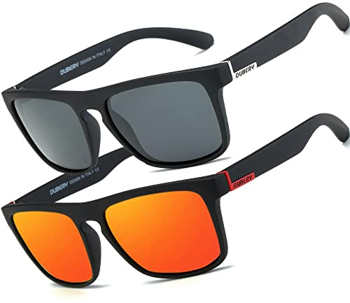 HGDGears Lunettes polarisées pour homme et femme - Conduite, cyclisme, pêche, rétro - Protection UV（Rouge+Noir）