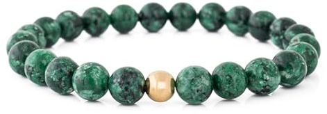 Akitsune Globae Perlen-Armband | Armschmuck Damen Herren Beads Halbedelstein Spirituell Energie Stein - Mattschwarz Onyx - 18cm