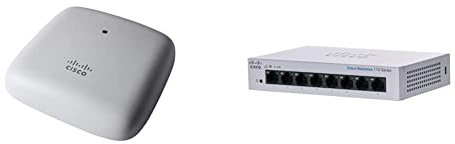 Cisco Business 140AC 802.11ac 2x2 Wave 2 Access Point 1 GbE-Port & Cisco Business CBS110-8T-D Unmanaged Switch | 8﻿ GE-Ports | Desktop | EXT. Netzteil | Begrenzter Lebenszeitschutz (CBS110-8T-D)