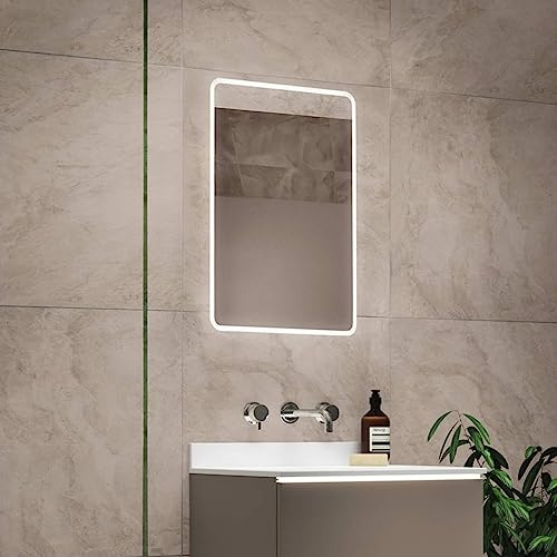 Pebble Grey™ Globe Illuminated LED Bathroom Mirror with Heated Demister Mirror Pad | 450 x 800mm | Rotatable