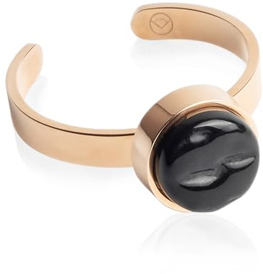 ALEXASCHA Roségold Ring mit Stein • Offener Edelstahlring • 18k vergoldeter Edelstahl & recyceltes Glas • nachhaltiger Halbedelstein-Look • größenverstellbar (min. Ø 16 mm)