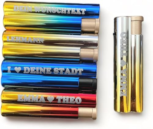 Clearfee Jet Flamme Sturmfeuerzeug | Windfest, Witterungsfest | Nachfüllbar | Elegant Gold Metallic Farben | Elektronik Jet Turbo Flamme Feuerzeug (mit Personalisierung, 5)