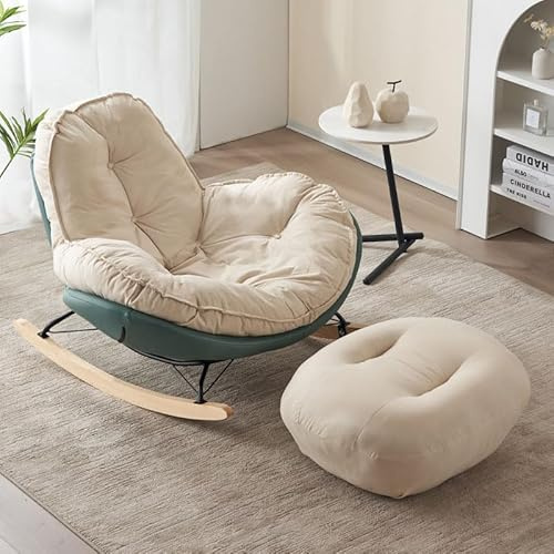 LOERSS Fauteuil à Dossier Haut, Chaise D'appoint De Salon, Fauteuil Inclinable, Planeur, Chaise à Bascule pour Chambre d'enfant, Siège Rembourré, Chaise Longue pour Bureau à Domicile(Green)