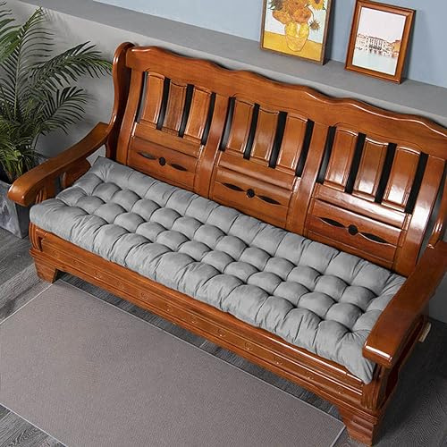 GGoty Dickes Bank Sitzkissen 2/3 Sitzer,80/100cm Baumwolle Gartenbank Sitzkissen Pad Rechteck Sitzkissen für Schaukel/Patio/Haus/Sofa (80x40cm,Grau)