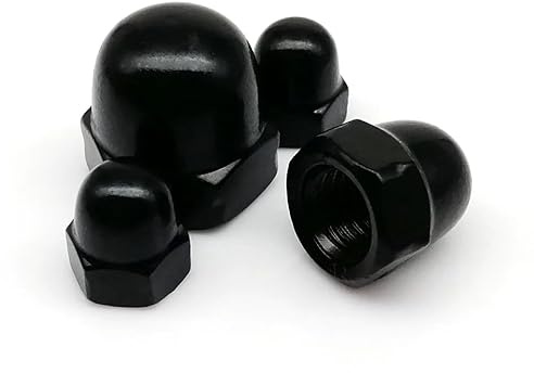 Premium Black Stainless Steel Fasteners Dome Nuts DIN1587 with Blackened Finish and Hex Acorn Cap Nuts for M3,M4,M5,M6,M8,M10 Screws and Bolts (M6)