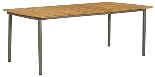 CKioict Balkontisch Terrassentisch Loungemöbel Gartentisch 200x100x72 cm Akazie Massivholz und StahlFür Gärten, Rasenflächen, Balkone