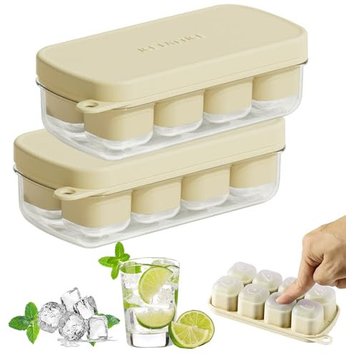 Bac A Glacons Avec Couvercle, 16 grands glaçons, Glacons Moule Silicone Facile A Demouler, Rapide Bac Glacon Automatique Bebe Silicone Sans Bpa Carré Cocktail Whisky Fermé Boîte (2.8x2.1x2.1cm)