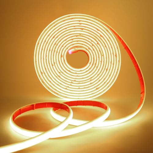 HEGEHE COB Neon LED Streifen, 12V 320LEDs/m Superhell Hohe Dichte IP68 Wasserdicht, Flex Selbstklebend Diffusion COB Neon LED Schlauch Lichtband Strip für Festival Party DIY Deko (Naturweiß, 4M)