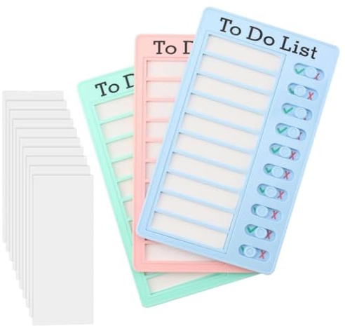 JJiaoLinin Memo Checklist Boards,3 Stück to Do List Checklist Board wiederverwendbares Memoboard mit 10 Austauschbaren Leeren Abnehmbar Aufgabenplanung Liste für Kinder Lernplanung Zeitplan