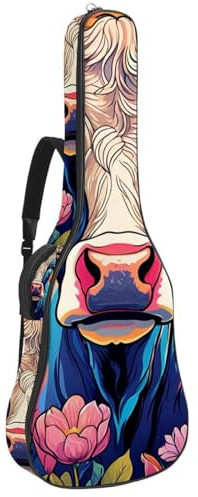 Gitarrentasche, schöne Tasche für 40/41/42 Zoll Akustikgitarre, effiziente Aufbewahrung mit wasserdichtem Design, Farbzeichnung Löwe, Mehrfarbig Nr. 08, 42.9x16.9x4.7 in, Gitarrentasche