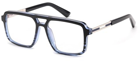 FEISEDY Retro 70er Jahre Blaulichtfilter Brille Quadratisch B0209 | Tagesbrille für Herren Damen, Blaulicht-Blockierende Computerbrille, Gaming Brillen