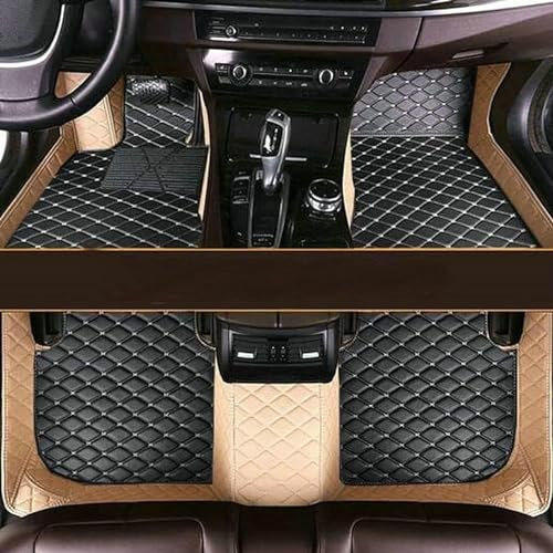 junjfawi Auto Fußmatten für Peugeot 3008 I (T8) SUV 2009 2010 2011-2016, Custom Bodenmatte Allwetterschutz Fussmatten rutschfeste Automatten Interieur Zubehör,H Black Rice