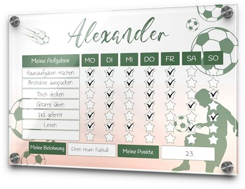 To Do Liste Kinder personalisiert mit Namen - Tagesplaner Belohnungstafel für Mädchen & Jungen - Belohnungssystem Grundschule & Aufgabentafel - Punktetafel Wochenplaner Alltag Routine Lerntafel