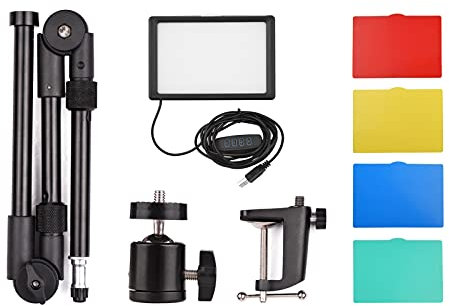 LED Video Light Kit,Studio Lights 5 Color Filters for Photography Lighting,3200-5600K Dimmable Photography Lighting Kit with Light Stand Streaming Lights for Photo Camera Recording