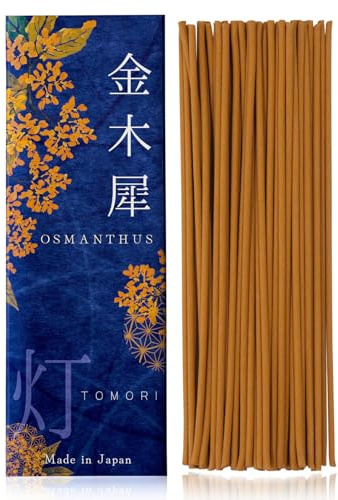 Osmanthus Premium Japanese Incense Sticks 60sticks Coreless Low Smoke Natural Charcoal Free Non Toxic Aromatherapy Meditation Calming Stress Relief Relaxation Yoga TOMORI