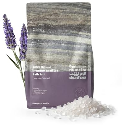 Numeira döda havet badsalt, naturligt skördat död havssalt, badsalt för blötläggning och avkoppling från Jordanien, 1 kg grovt havssalt med lavendeldoft