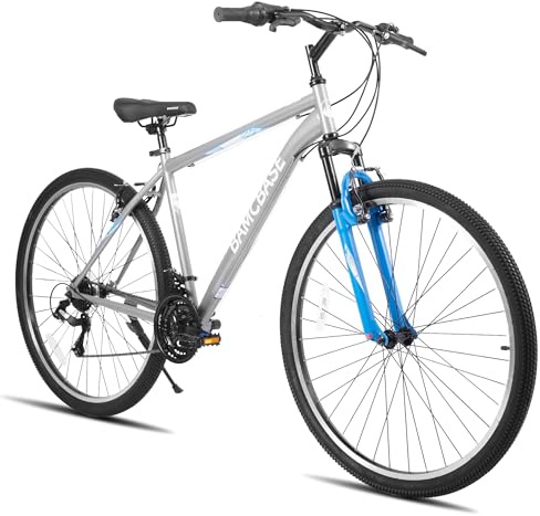 HILAND Mountaincykel för vuxna 26 tum, 21 hastigheter, stadscykel och fritid för män och kvinnor, V-bromsbromsar, grå