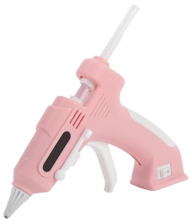 Asixxsix Cordless Hot Glue Gun Kit with 10 Pcs Sticks, Fast Preheating Hot Melt Glue Gun, Portable Mini Glue Gun Kit for Kids DIY School Craft Projects and Quick Home Repairs (P ink)