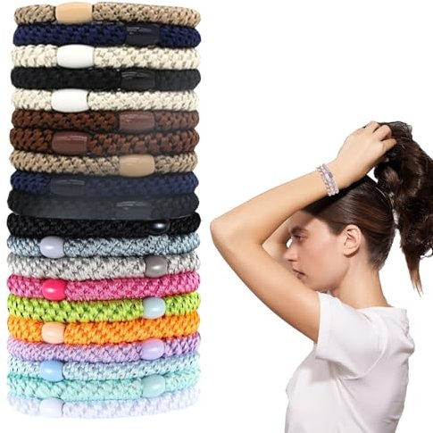 Thoquene 20 Stück Haargummi Armband Original, Geflochtene Haargummis Elastische