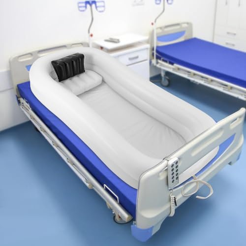 Aufblasbares Badewannen-System für Behinderte, Senioren, Schwangere, Bad im Bett, Hilfsmittel für Ganzkörperbaden Inkl Aufblasbare Wanne, mit elektrischen Luftpumpen