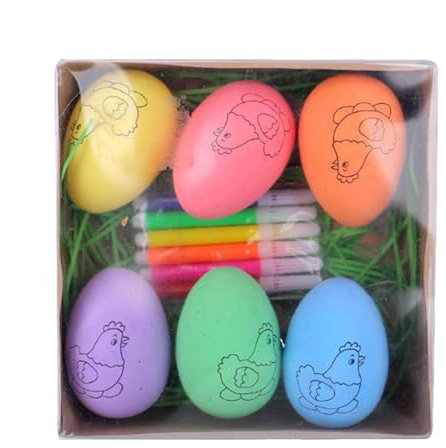 Ostereier zum Bemalen – 6-teiliges buntes Ostereier-Malset | Osterkunstaktivitäten mit 6 Ostermalmarkern | Maleier für Osterkörbe, Füllung für Heimdekoration