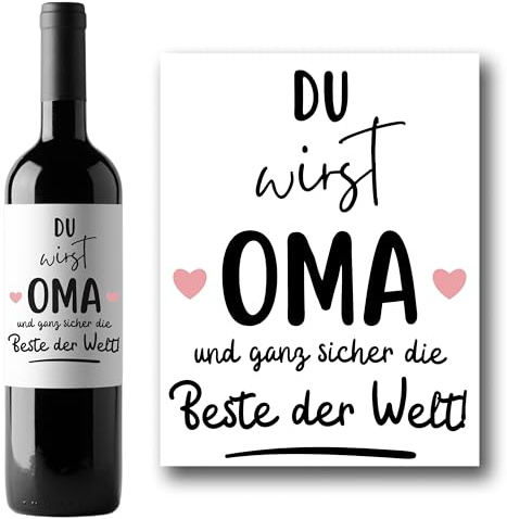 Weinetikett Du wirst Oma Schwangerschaft Verkündung verkünden Überraschung Geschenk Flaschenetikett Sektetikett