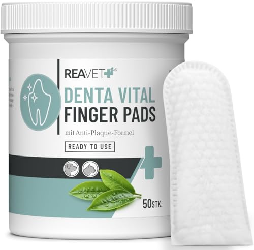 ReaVET Denta Vital - Zahnpflege Finger-Pads für Hunde & Katzen 50 Stück – Zahnreinigung, Zahnpflege ohne Zahnbürste Zahnsteinentferner I Fingerpads, Fingerlinge gegen Mundgeruch