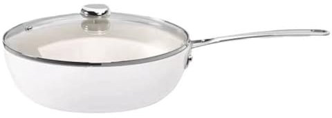 WOTZOV Padelle antiaderenti, Padella Antiaderente Smaltata in Ceramica, Padella a induzione, Padella Universale in Porcellana, Padella Bianca a Fondo Piatto